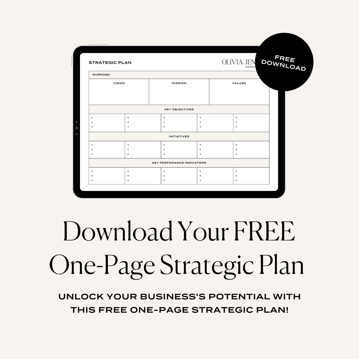 One-Page Strategic Plan